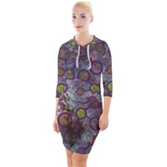 Abstract Molecular Space Art Quarter Sleeve Hood Bodycon Dress by ExtraAwesomeSauce