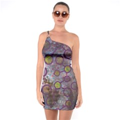 Abstract Molecular Space Art One Shoulder Ring Trim Bodycon Dress by ExtraAwesomeSauce