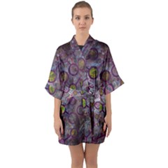 Abstract Molecular Space Art Half Sleeve Satin Kimono  by ExtraAwesomeSauce