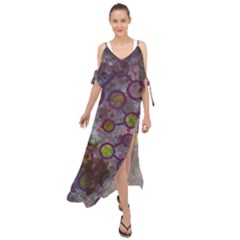 Abstract Molecular Space Art Maxi Chiffon Cover Up Dress by ExtraAwesomeSauce