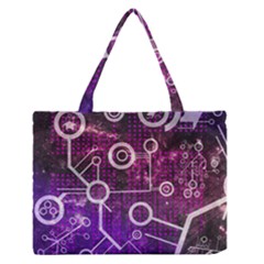 Cosmic Network Geometric Art Zipper Medium Tote Bag by ExtraGoodSauce