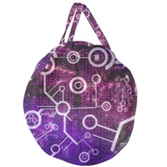 Cosmic Network Geometric Art Giant Round Zipper Tote by ExtraGoodSauce