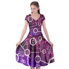 Cosmic Network Geometric Art Cap Sleeve Wrap Front Dress by ExtraAwesomeSauce