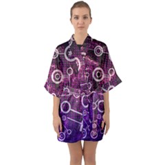 Cosmic Network Geometric Art Half Sleeve Satin Kimono  by ExtraAwesomeSauce