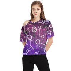 Cosmic Network Geometric Art One Shoulder Cut Out T-shirt by ExtraAwesomeSauce