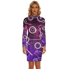 Cosmic Network Geometric Art Long Sleeve Shirt Collar Bodycon Dress by ExtraAwesomeSauce