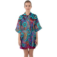 Abstract Tech Galaxy Design Half Sleeve Satin Kimono  by ExtraAwesomeSauce