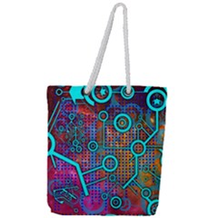 Abstract Tech Galaxy Design Full Print Rope Handle Tote (large) by ExtraAwesomeSauce