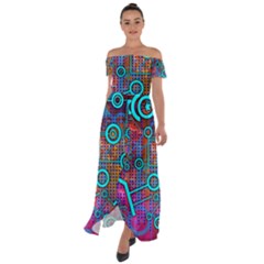 Abstract Tech Galaxy Design Off Shoulder Open Front Chiffon Dress by ExtraAwesomeSauce