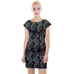 Multicolored Dna Strand Art Cap Sleeve Bodycon Dress by ExtraAwesomeSauce