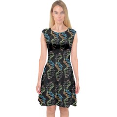 Multicolored Dna Strand Art Capsleeve Midi Dress by ExtraAwesomeSauce