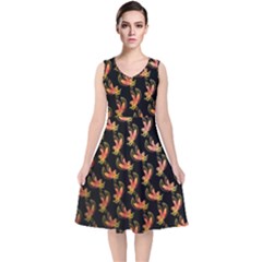 Regal Eagle Pattern V-neck Midi Sleeveless Dress  by ExtraAwesomeSauce