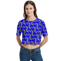 Eye Of Horus Pattern Women s Round Neck Short Sleeve Crop Top by ExtraAwesomeSauce