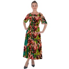 Abstract Floral Artwork Shoulder Straps Boho Maxi Dress  by ExtraAwesomeSauce