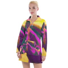 Vibrant Abstract Equine Art Women s Long Sleeve Casual Dress by ExtraAwesomeSauce