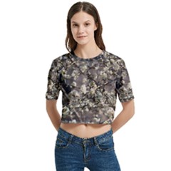 Pear Tree In Full Bloom Women s Round Neck Short Sleeve Crop Top by ExtraAwesomeSauce