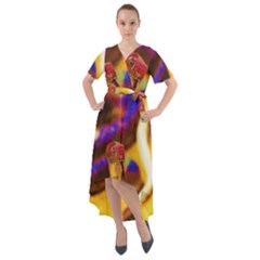 Vibrant Forked-tongue Snake Art Front Wrap High Low Dress by ExtraAwesomeSauce