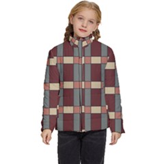 Modern Art Geometric Pattern In Red Hues Kids  Puffer Bubble Jacket Coat by ExtraGoodSauce