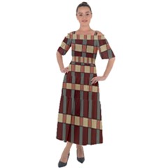 Modern Art Geometric Pattern In Red Hues Shoulder Straps Boho Maxi Dress  by ExtraAwesomeSauce