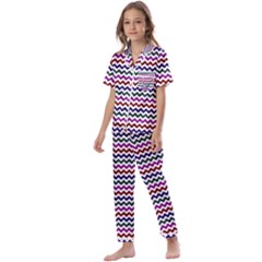 Chevron Pattern Kids  Satin Short Sleeve Pajamas Set by ytdream