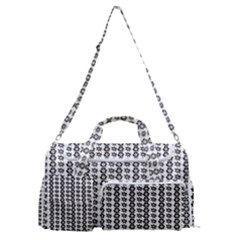 A Black And White Background With A Lot Of Dots Sports Gym Duffle Bag With Shoe Compartment by catchydesignhill