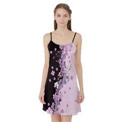 Floral Orchids Yin Yang Black & Plum Satin Night Slip by CoolDesigns