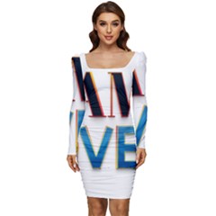 Game Over Text Design  Women Long Sleeve Ruched Stretch Jersey Dress by 7223056