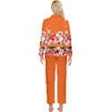 Orange Japanese Style Cherry Blossom Long Sleeve Pocket Pajamas Set View2