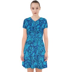 Blue Floral Pattern Texture, Floral Ornaments Texture, Blue Floral Background Adorable In Chiffon Dress by kyorashop23