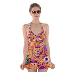 Halloween Monsters Halter Dress Swimsuit  by kyorashop23