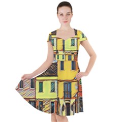 Colorful Venice Homes - Venezia, Italy Cap Sleeve Midi Dress With Pockets by ConteMonfrey