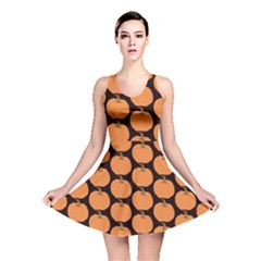 Black And Orange Pumpkin Reversible Skater Dress by ConteMonfrey