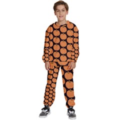 Black And Orange Pumpkin Kids  Sweatshirt Set by ConteMonfrey