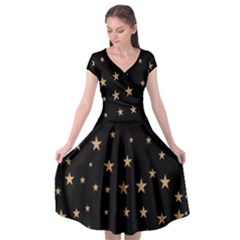 Little Stars Pattern Cap Sleeve Wrap Front Dress by ConteMonfrey