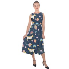 Dogs Midi Tie-back Chiffon Dress by StyleHavenStore