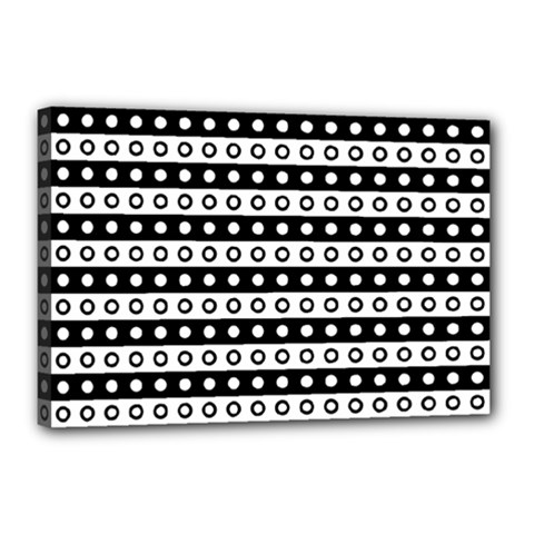 Black And White Circles Pattern Canvas 18  X 12  (stretched) by ytdream