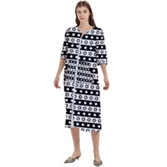 Black And White Circles Pattern Women s Cotton 3/4 Sleeve Nightgown by ytdream