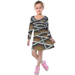 Expression Of Structure Kids  Long Sleeve Velvet Dress by geonetique