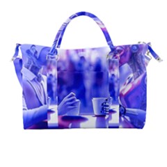 Cyborgs Couple Eating Drinks At Street Coffee (ai) Carry-on Travel Shoulder Bag by dflcprintsclothing