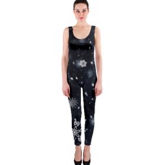 Snowflakes Snow Snowfall Snowing One Piece Catsuit by Apenda