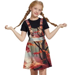 Forest Path Red Nature Kids  Apron Dress by Bedest