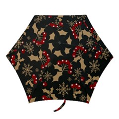 Christmas Pattern With Snowflakes Berries Mini Folding Umbrellas by Ket1n9