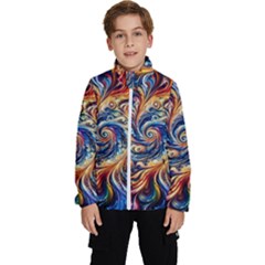 Colorful Motion Abstract Art Kids  High Neck Windbreaker by ExtraAwesomeSauce