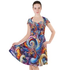 Dynamic Color Vortex Cap Sleeve Midi Dress by ExtraAwesomeSauce