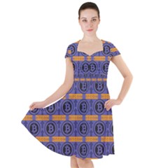 Bitcoin Logo Pattern Cap Sleeve Midi Dress by ExtraAwesomeSauce