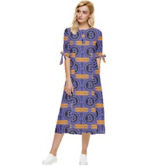 Bitcoin Logo Pattern Bow Sleeve Chiffon Midi Dress by ExtraAwesomeSauce