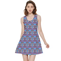 Colorful Sugar Skull Cat Pattern Inside Out Reversible Sleeveless Dress by ExtraAwesomeSauce