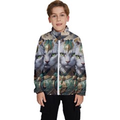 Epic Armored Cat Warrior Kids  High Neck Windbreaker by ExtraAwesomeSauce