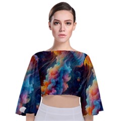 Cosmic Jellyfish Artwork Tie Back Butterfly Sleeve Chiffon Top by ExtraAwesomeSauce