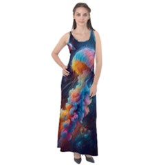 Cosmic Jellyfish Artwork Sleeveless Velour Maxi Dress by ExtraGoodSauce